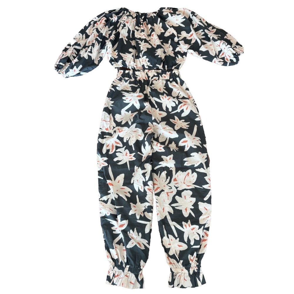 NWOT Zara 2 piece blouse (M) and pants (S) coord set black floral print tropical